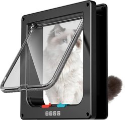 NonoPets 4-Way Locking Weatherproof Interior & Exterior Durable Plastic Frame Walk Through Dog & Cat Flap Door with Magnetic Close & Brush Strip Seal, Black, X-Large