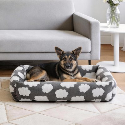AIPERRO AIPERRO Square Pillow Bolster Dog & Cat Bed with Removable Cover & Machine Washable, Grey, XX-Large