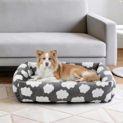 AIPERRO AIPERRO Square Pillow Bolster Dog & Cat Bed with Removable Cover & Machine Washable, Grey, X-Large