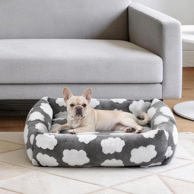 AIPERRO AIPERRO Square Pillow Bolster Dog & Cat Bed with Removable Cover & Machine Washable, Grey, Medium