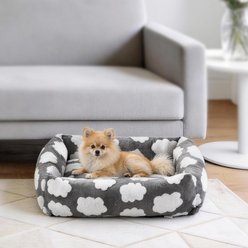AIPERRO Square Pillow Bolster Dog & Cat Bed with Removable Cover & Machine Washable, Grey, Small
