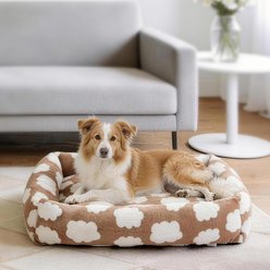 AIPERRO Square Pillow Bolster Dog & Cat Bed with Removable Cover & Machine Washable, Brown, X-Large