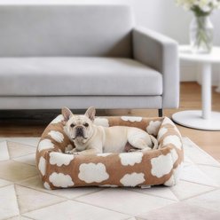 AIPERRO Square Pillow Bolster Dog & Cat Bed with Removable Cover & Machine Washable, Brown, Medium slide 1 of 9
