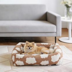 AIPERRO Square Pillow Bolster Dog & Cat Bed with Removable Cover & Machine Washable, Brown, Small