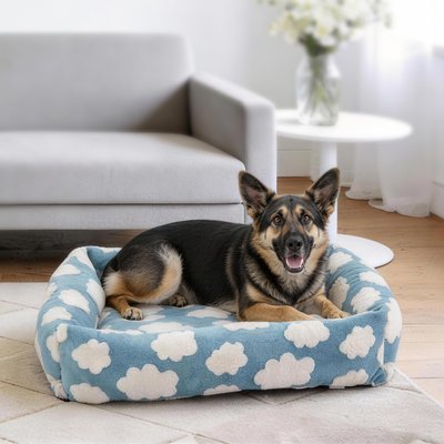 AIPERRO AIPERRO Square Pillow Bolster Dog & Cat Bed with Removable Cover & Machine Washable, Blue, XX-Large