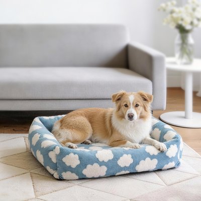 AIPERRO AIPERRO Square Pillow Bolster Dog & Cat Bed with Removable Cover & Machine Washable, Blue, X-Large