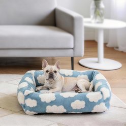 AIPERRO Square Pillow Bolster Dog & Cat Bed with Removable Cover & Machine Washable, Blue, Medium