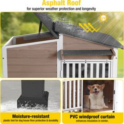 Aivituvin Heated Insulated Metal Frame Wooden Dog House, Brown slide 2 of 9