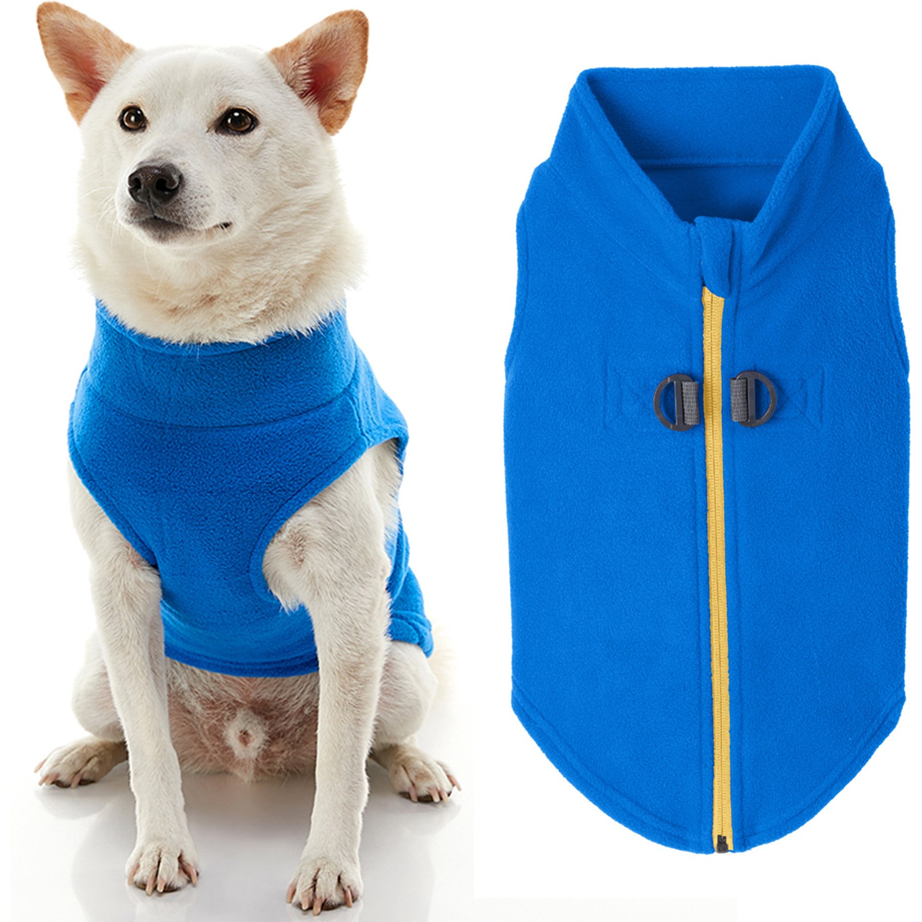 Gooby Zip-Up Fleece Dog Vest, Blue, X-Large: 22-in chest