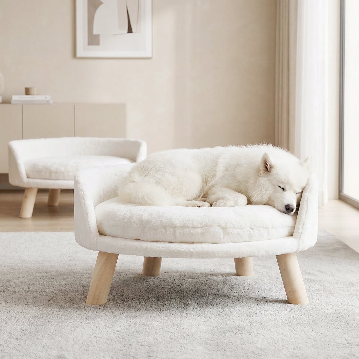 Barpor Round Elevated Sofa Dog Bed, Medium