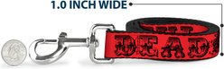 Buckle-Down Grateful Dead Text Skull Roses Polyester Dog Leash, Red, 4-ft long, 1-in wide slide 2 of 3