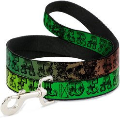 Buckle-Down Grateful Dead Text Skull Roses Polyester Dog Leash, Rainbow Fade, 4-ft long, 1-in wide