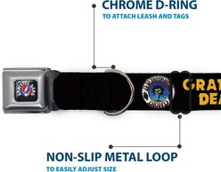 Buckle-Down Grateful Dead Text Skull & Roses Round Logo Metal Seatbelt Buckle Polyester Dog Collar, Black/Yellow, Small: 13 to 17-in neck, 1.5-in wide slide 2 of 8