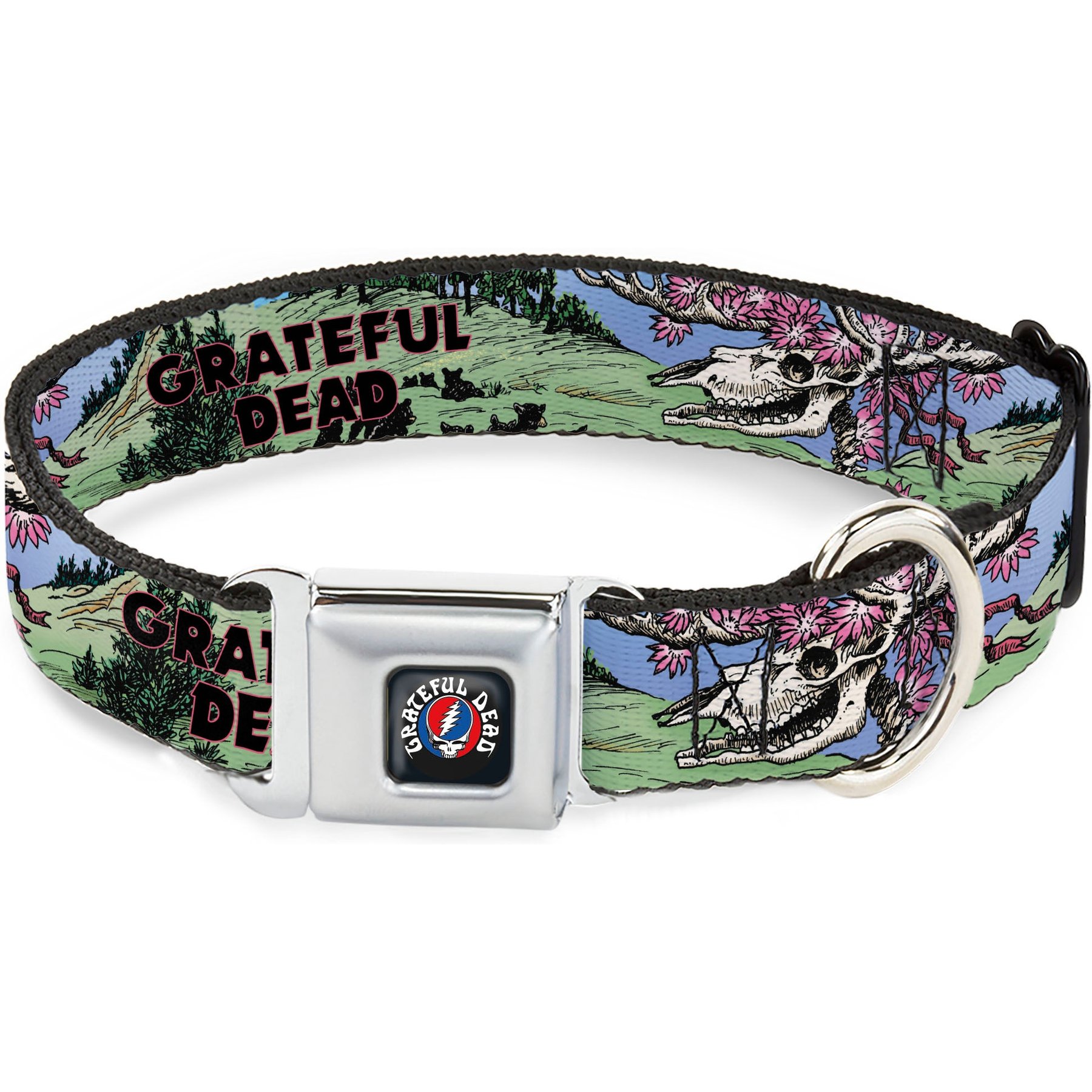 Buckle-Down Grateful Dead Dave'S Picks Volume Nine Montana Cover Art Metal Seatbelt Buckle Polyester Dog Collar, Multicolor, Small: 13 to 17-in neck, 1.5-in wide