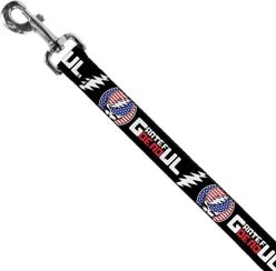 Buckle-Down Grateful Dead Text & Steal Your Face Stars & Stripes Logo Polyester Dog Leash, Black, 4-ft long, 1-in wide slide 2 of 3