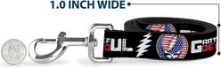 Buckle-Down Grateful Dead Text & Steal Your Face Stars & Stripes Logo Polyester Dog Leash, Black, 6-ft long, 1-in wide slide 2 of 3