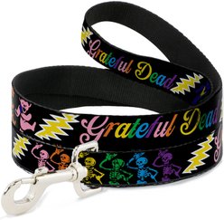 Buckle-Down Grateful Dead Script Bears Skeletons Black Polyester Dog Leash, Multicolor, 6-ft long, 1-in wide