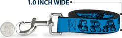 Buckle-Down Grateful Dead Text Skull Roses Polyester Dog Leash, Turquoise Blue, 4-ft long, 1-in wide slide 2 of 3