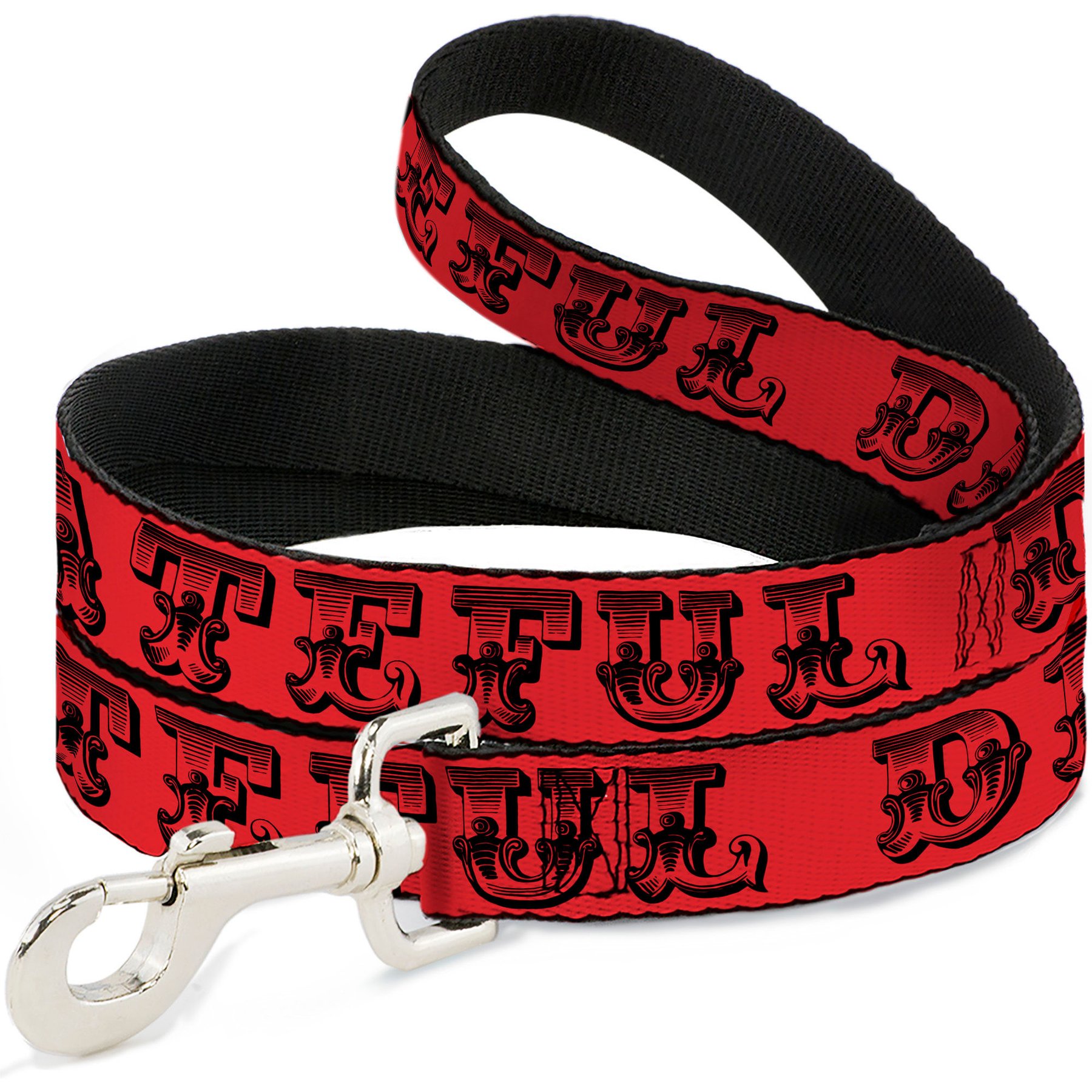Buckle-Down Grateful Dead Text Skull Roses Polyester Dog Leash, Red, 4-ft long, 1-in wide