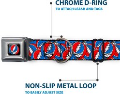 Buckle-Down Grateful Dead Steal Your Face Logo Stacked Metal Seatbelt Buckle Polyester Dog Collar, Red/White/Blue, Large: 15 to 24-in neck, 1-in wide slide 2 of 8