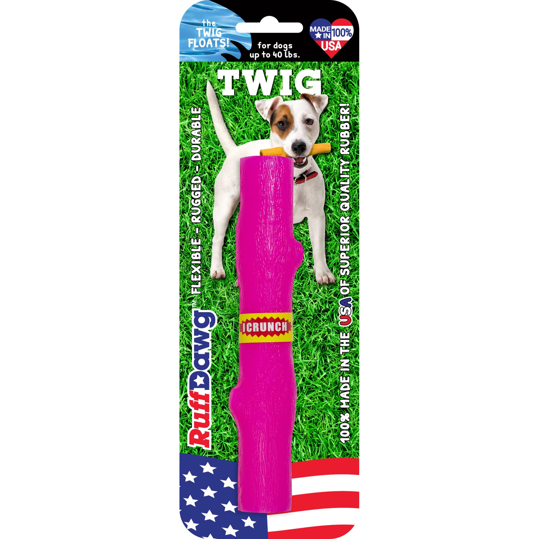 Ruff Dawg Twig Crunch Dog Toy, Pink, Small