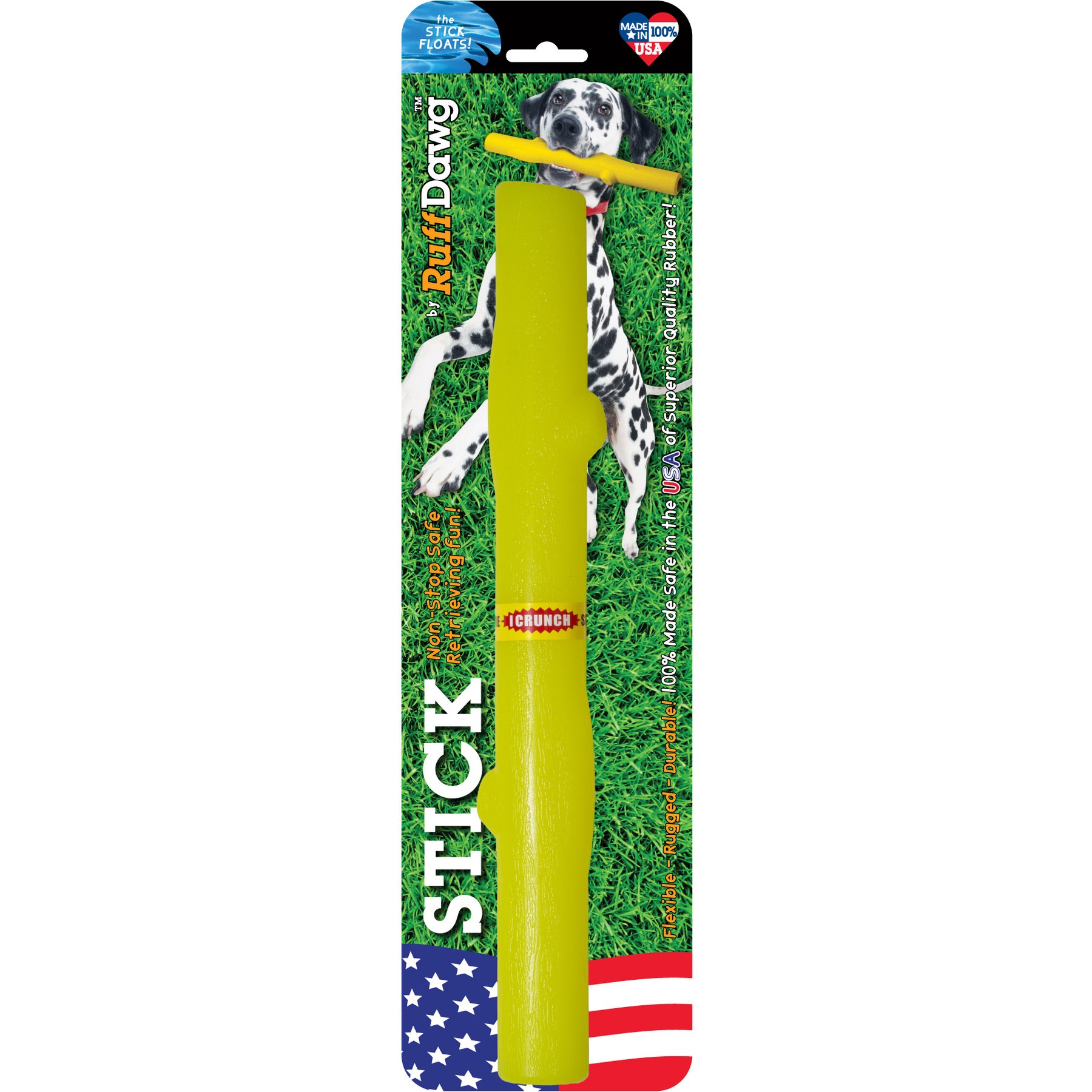 Ruff Dawg Stick Crunch Dog Toy, Yellow, Large