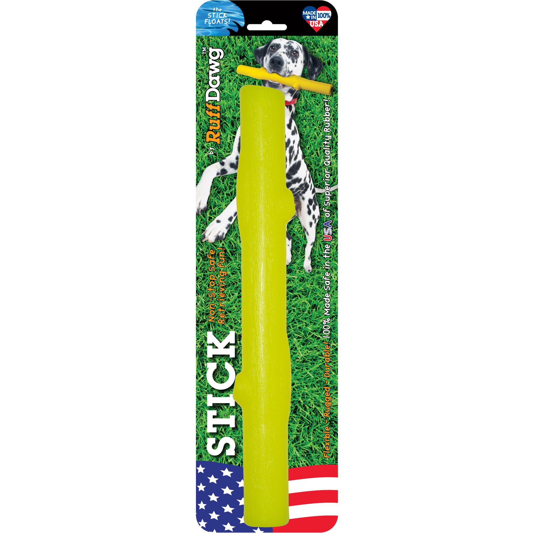 Ruff Dawg Stick Dog Toy, Yellow, Large