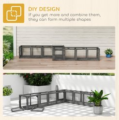 PawHut 59-in Wooden Outdoor Tunnel Cat Pen, Gray slide 2 of 9