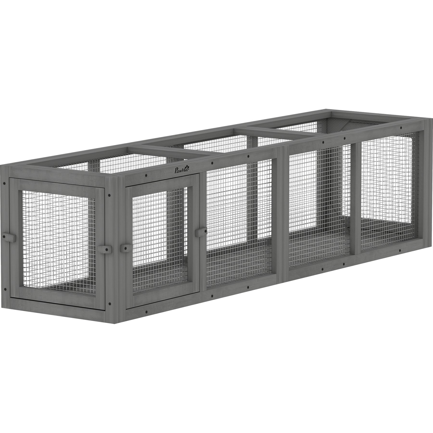 PawHut 59-in Wooden Outdoor Tunnel Cat Pen, Gray