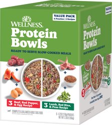 Wellness Protein Bowls Adult Wholesome Grains Beef & Lamb Value Pack Fresh Alternative Dog Food, 6.2-oz pouch, case of 6