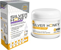 Silver Honey Rapid Vet Strength Ear Cleaner + Rapid Ear Care Vet Strength Dog & Cat Wipes, 50 count