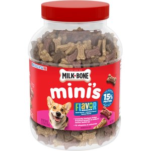 Milk-Bone Flavor Snacks Mini's Flavored Crunchy Dog Treats, 36-oz tub