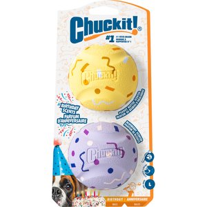 Chuckit! Birthday Exercise Ball Dog Toy, Multicolor, Large, 2 count