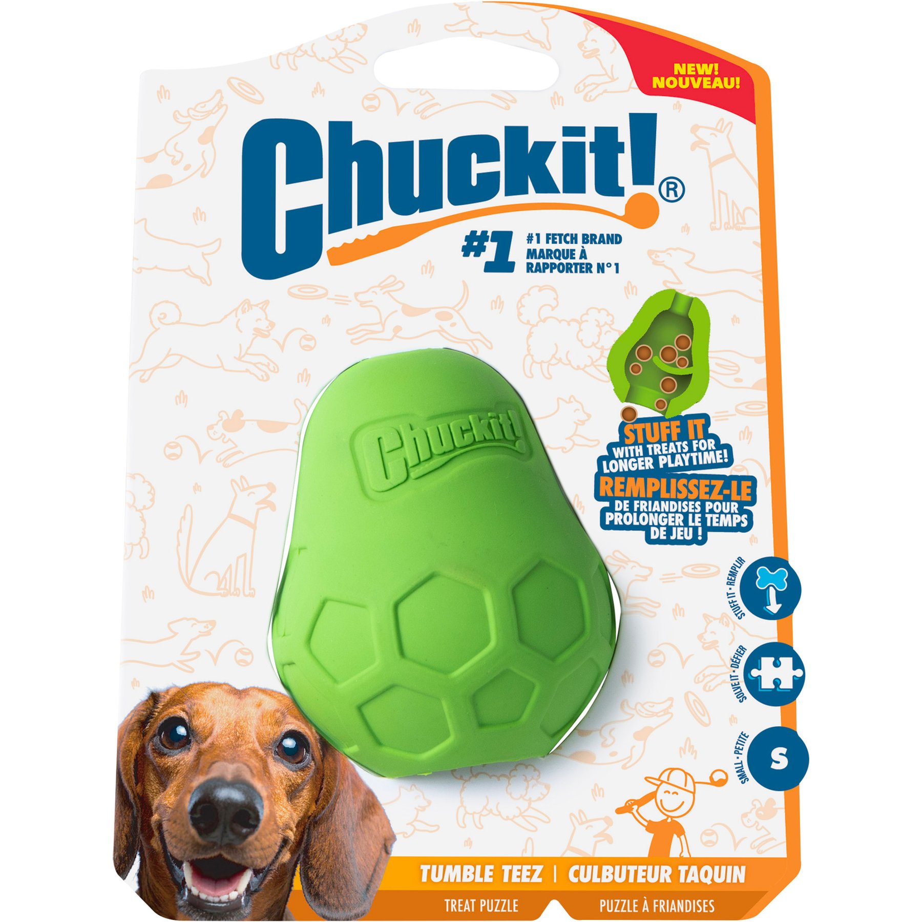 Chuckit! Tumble-Teeze Exercise Dog Chew Toy, Green, Small
