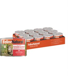 Feline Natural New Zealand Chicken & King Salmon Feast Grain-Free Pate Canned Wet Cat Food, 6-oz can, case of 12