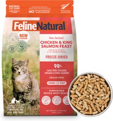 Feline Natural New Zealand Grain-Free Chicken & King Salmon Feast Freeze-Dried Cat Food, 11-oz bag