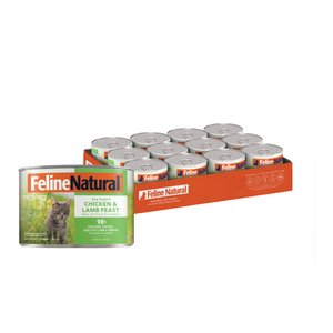 FELINE NATURAL Chicken & Lamb Feast Grain-Free Canned Cat Food, 6