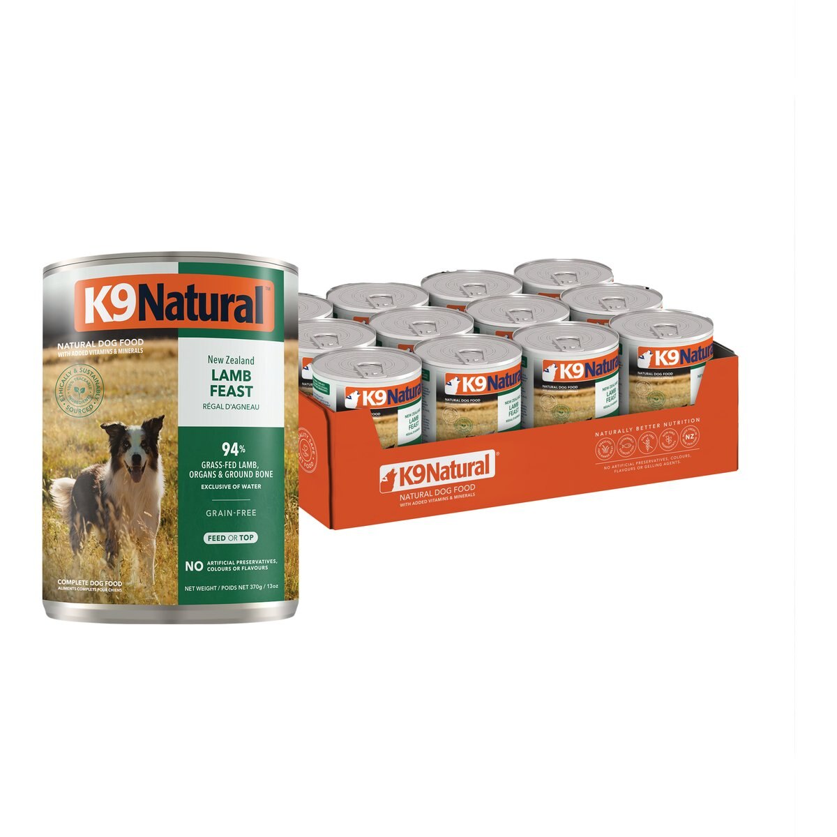 K9 Natural Grass-Fed Lamb Feast Grain-Free Canned Dog Food, 13-oz, case of 12