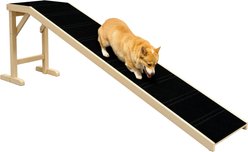PawHut Non-Slip Carpet Dog Ramp, Natural Wood