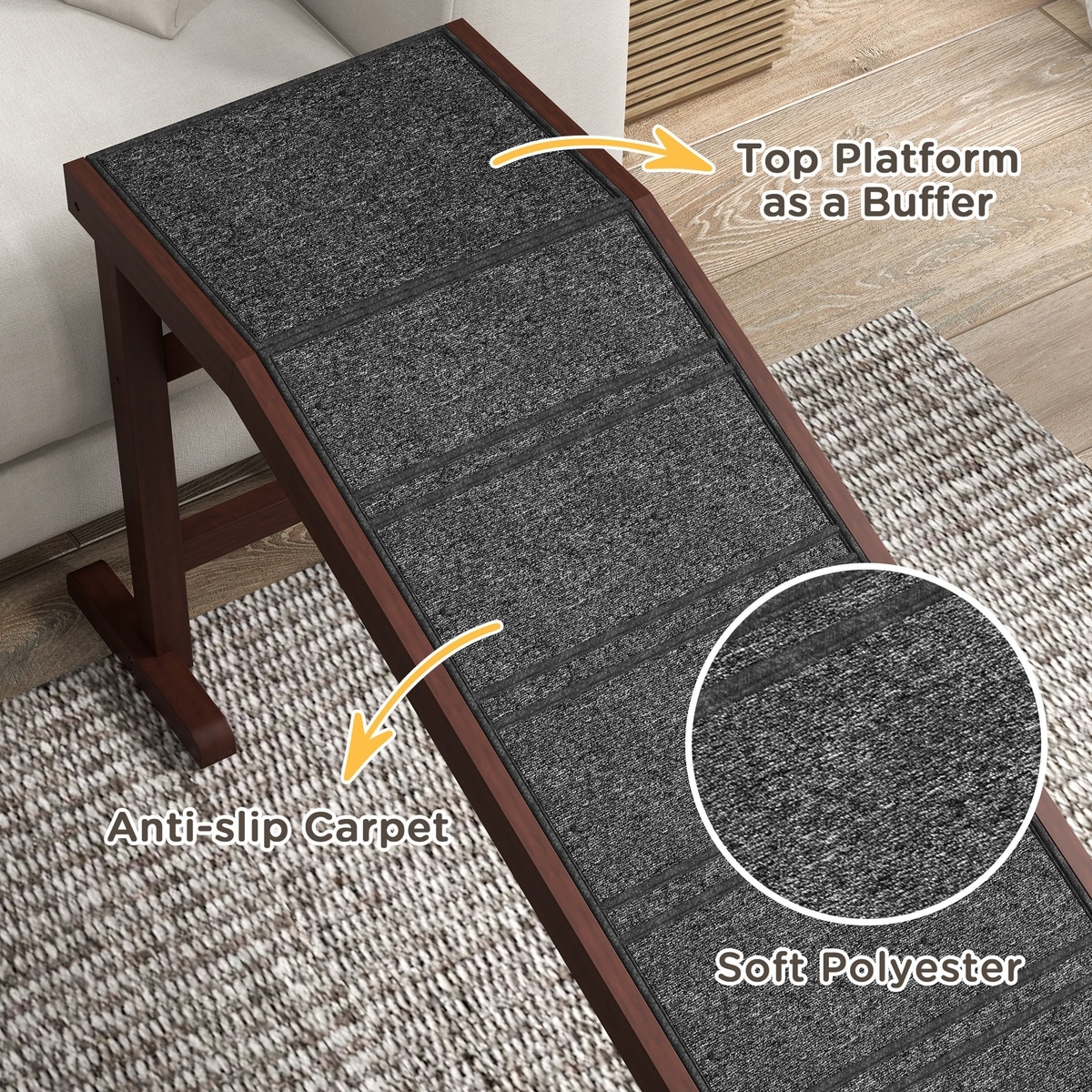PAWHUT Non-Slip Carpet Dog Ramp, Brown - Chewy.com