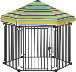 PawHut Heavy-Duty Metal Outdoor Dog Playpen, Black, 48 x 41.25 x 46.75-in