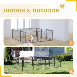 PawHut Indoor/Outdoor Lockable 24 Panel Dog Playpen, Gray, 189 x 189 x 31.5-in slide 2 of 9