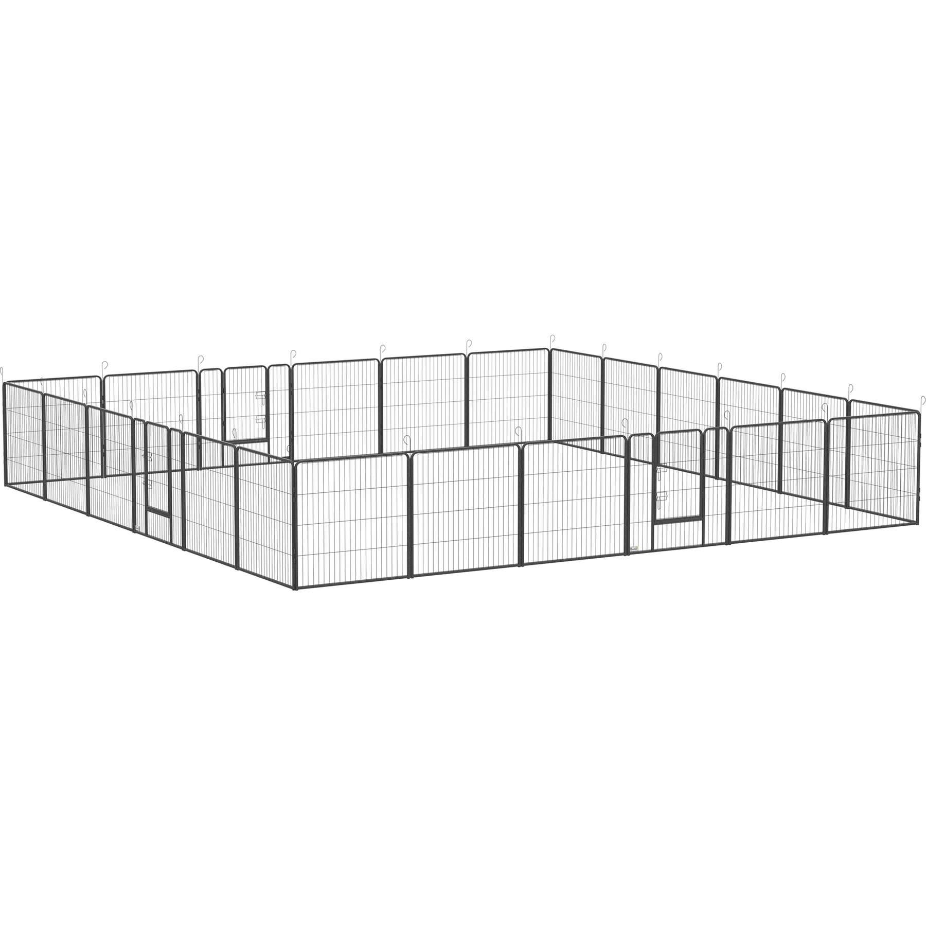 PawHut Indoor/Outdoor Lockable 24 Panel Dog Playpen, Gray, 189 x 189 x 31.5-in