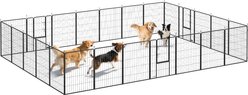PawHut Indoor/Outdoor 24 Panel Dog Playpen, Black, 252 x 126 x 39.4-in