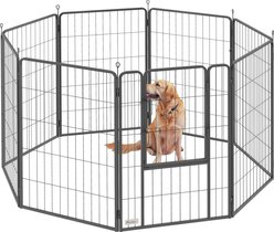 PawHut Heavy Duty Metal Dog Playpen, Black, 53.5 x 53.5 x 39.4-in