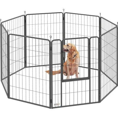 PawHut PawHut Heavy Duty Metal Dog Playpen, Black, 53.5 x 53.5 x 39.4-in