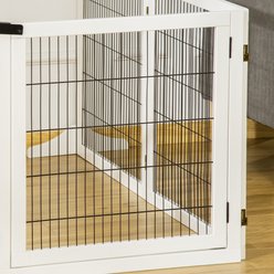 PawHut 6-Panel Foldable Freestanding Wooden Dog Gate, White slide 2 of 9