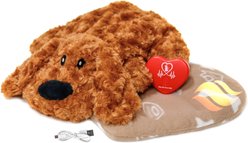 Pet Fit For Life Cuddle Pup Heart Beat Simulator Plush Dog Toy, Brown, Small