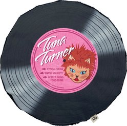 Crochet Kitty Tuna Tuner Record Mat Crinkle Cat Toy with Catnip, Black, 11.5 x 11.5-in