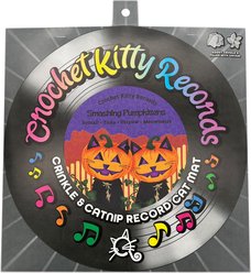 Crochet Kitty Smashing Pumpkittens Record Mat Crinkle Cat Toy with Catnip, Black, 11.5 x 11.5-in slide 2 of 3